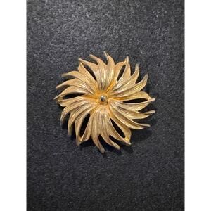 Vintage MCM Estate Brooch Large Goldtone Flower Brooch